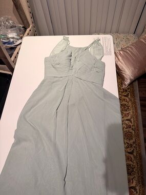 Azazie Agave Halter Chiffon Maxi Dress - Sage Green